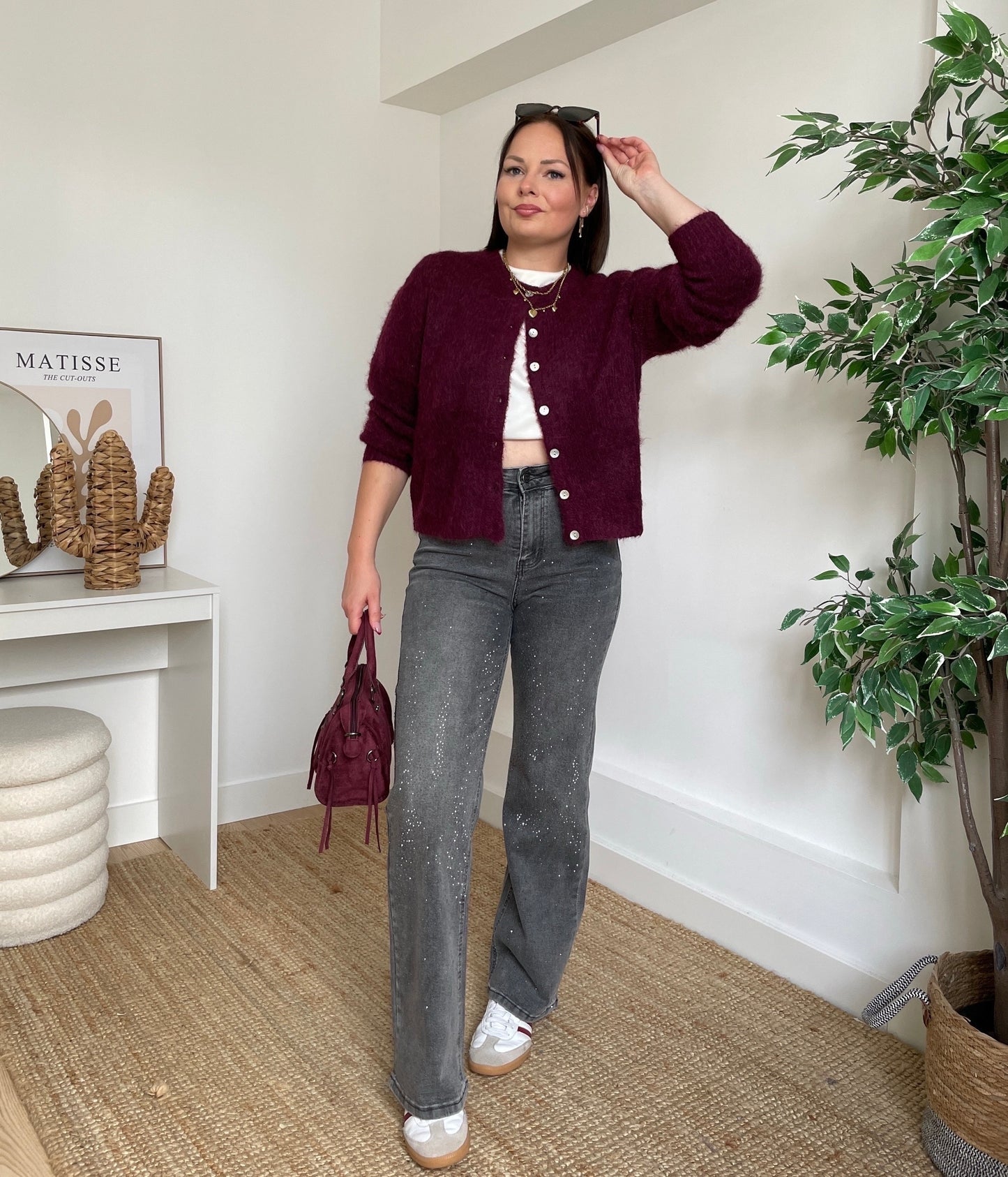 Jeans gris à strass - MEIDA