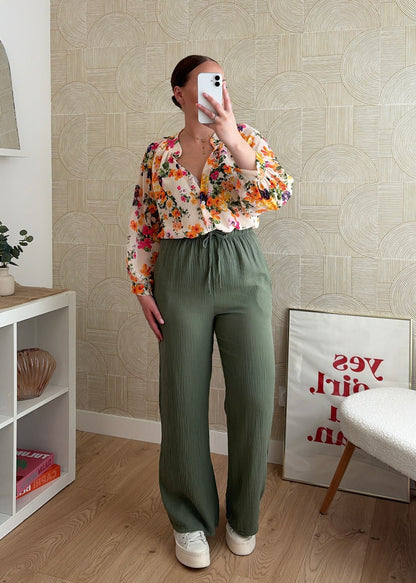 Pantalon kaki - GAZE DE COTON