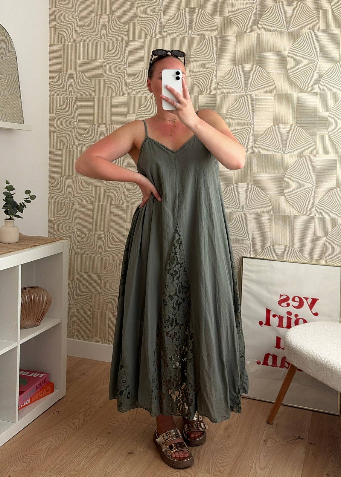 Robe dentelle kaki - CALIPSO