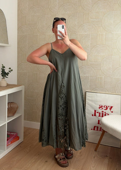 Robe dentelle kaki - CALIPSO