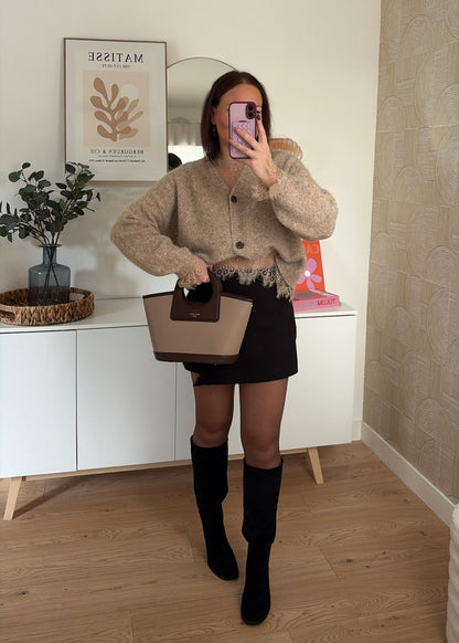 Cardigan dentelle beige - LINA