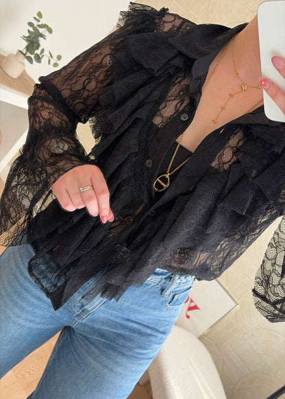 Chemisier dentelle noir - ROSAMINA