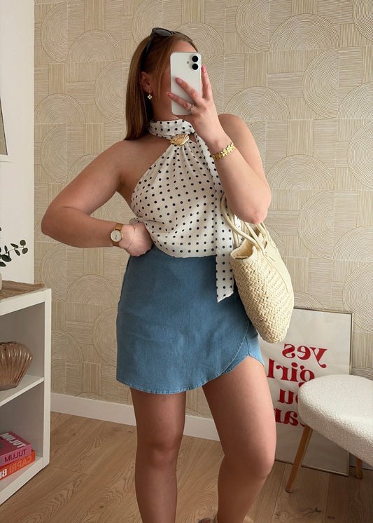 Top à pois blanc - BIANCO