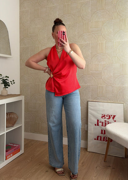 Top drapé rouge - BIJOU