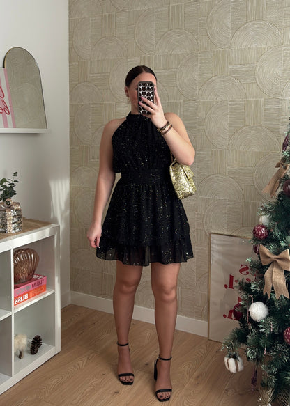 Robe courte noire "LA FLAMBOYANTE"