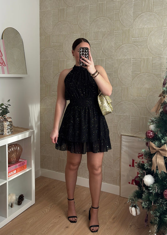 Robe courte noire "LA FLAMBOYANTE"