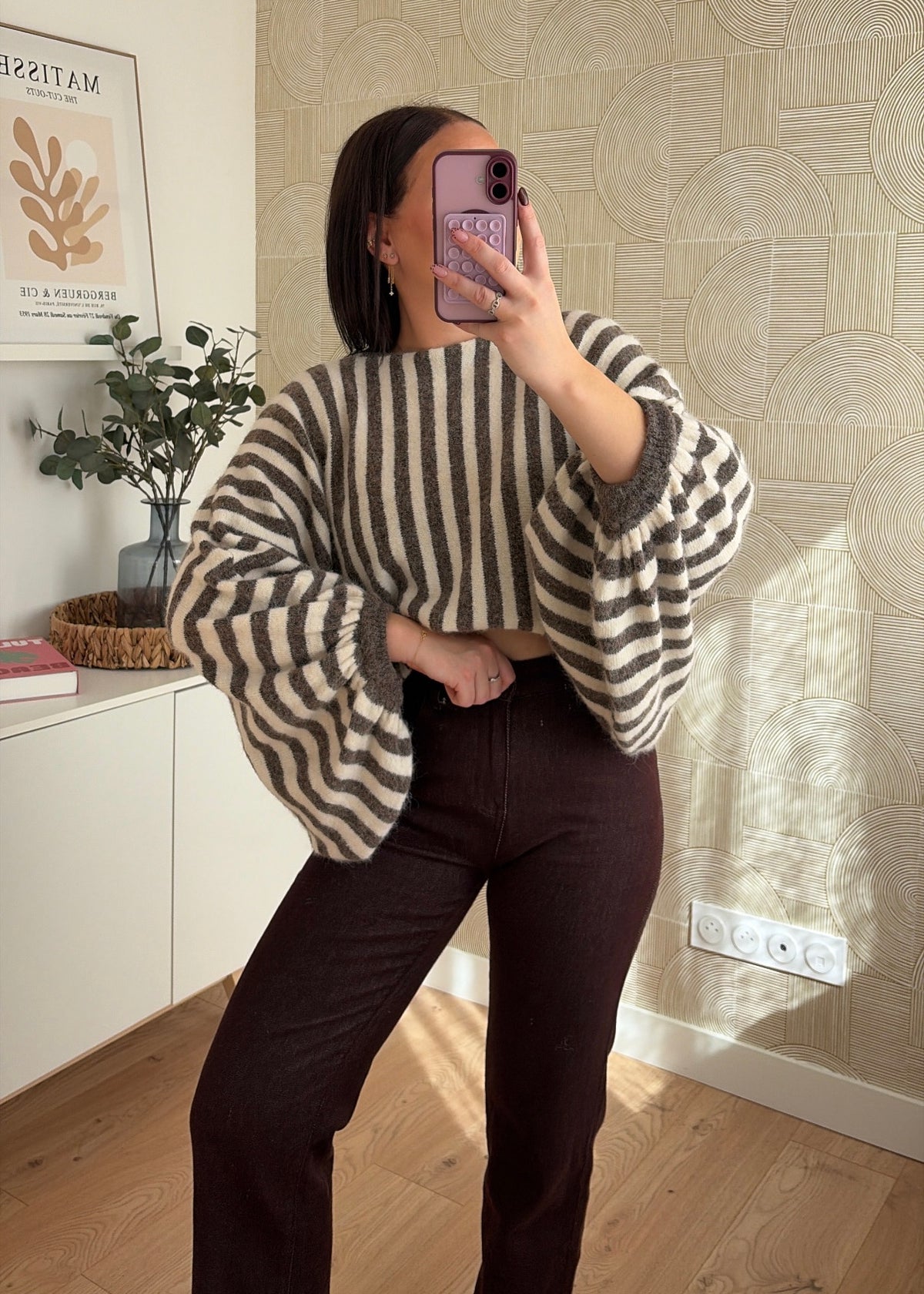 Pull rayé marron clair - ALIX