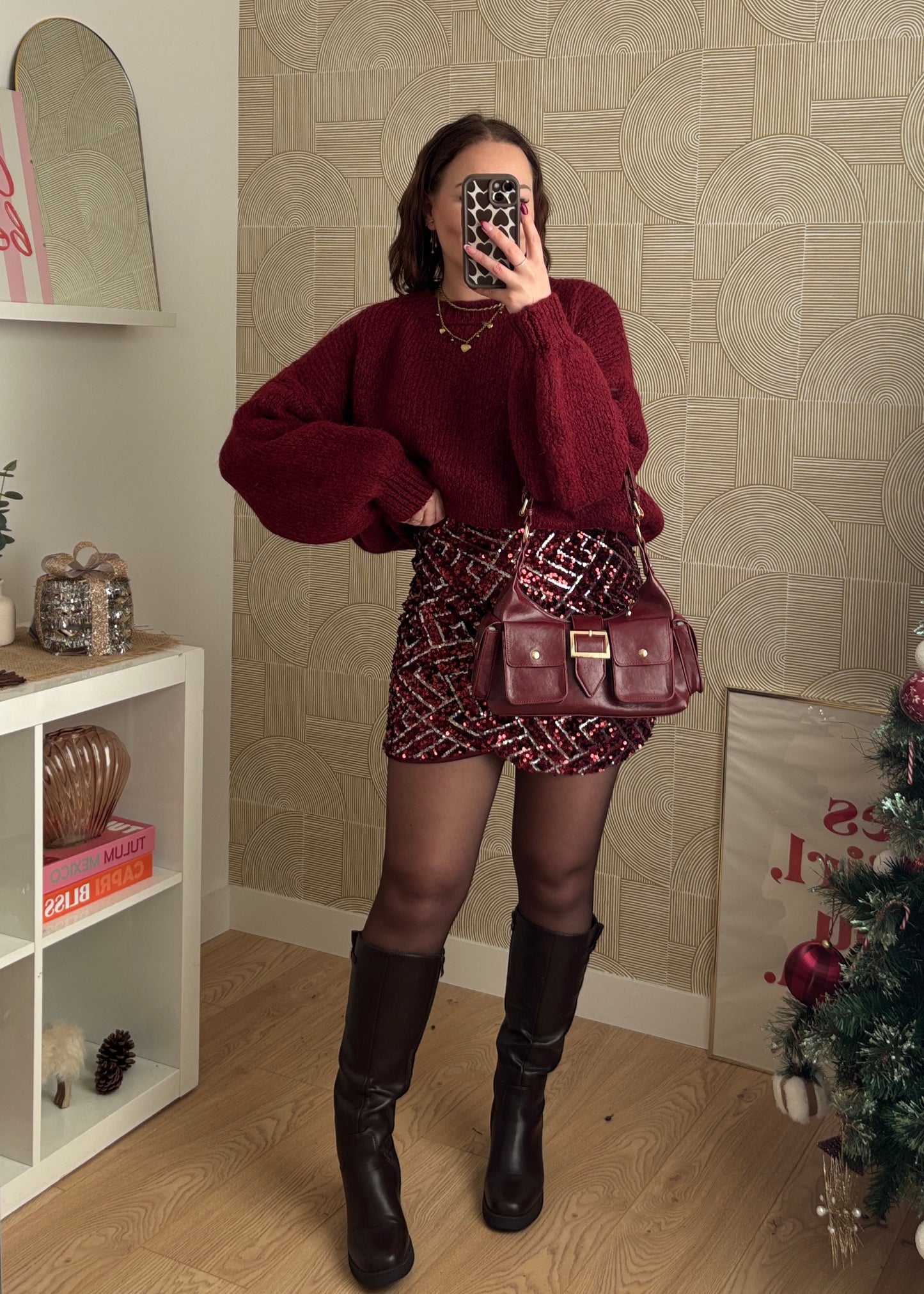 Jupe scintillante - BURGUNDY