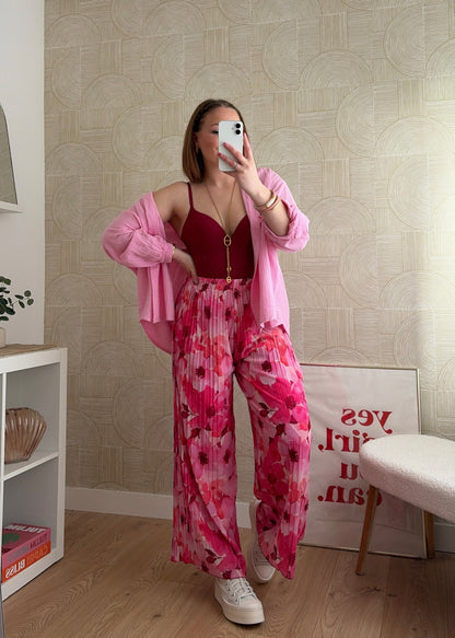 Pantalon plissé rose - NINA
