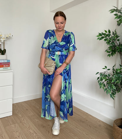 Robe longue bleue/verte ARIEL