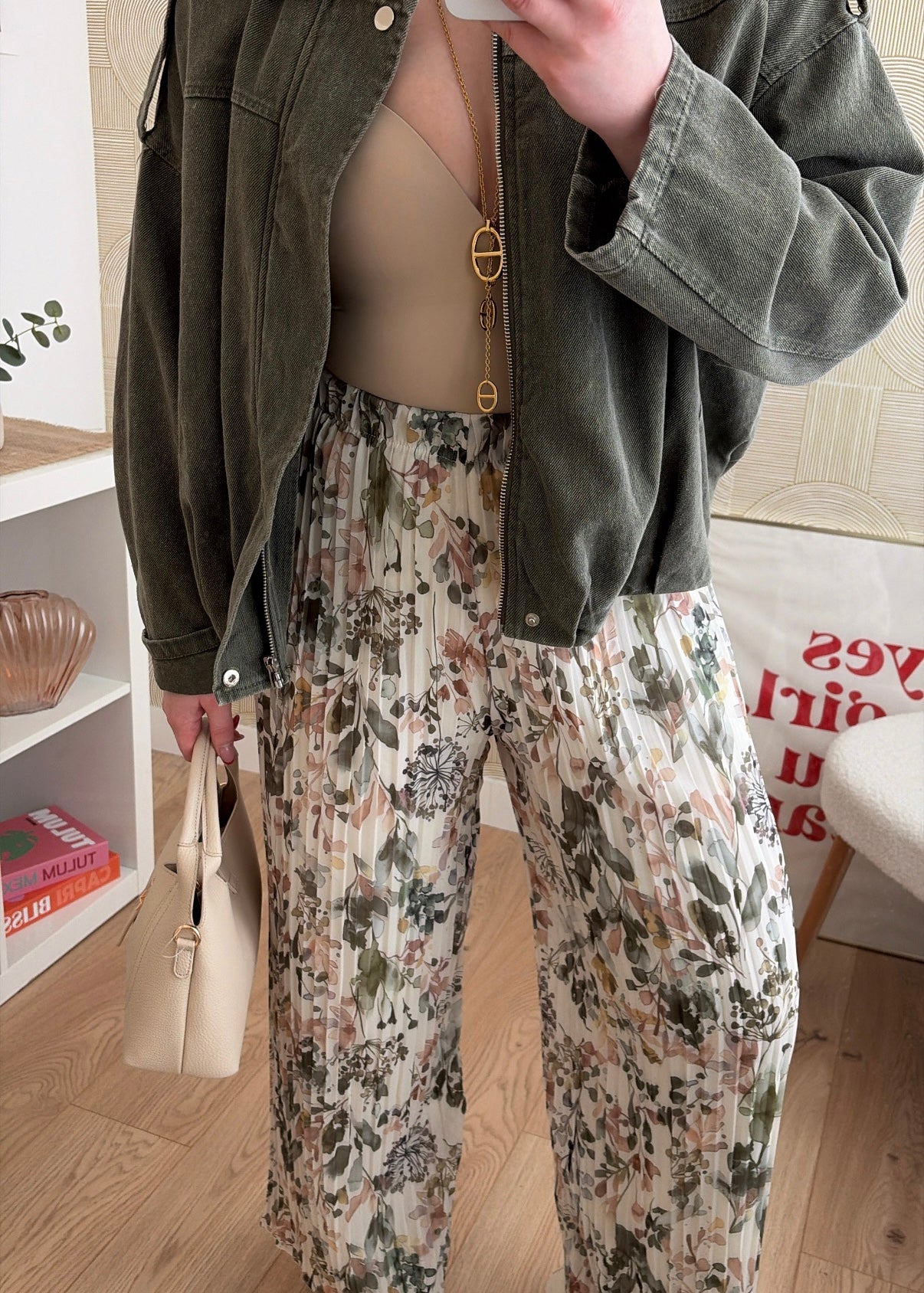 Pantalon plissé à motifs kaki - HIRMA