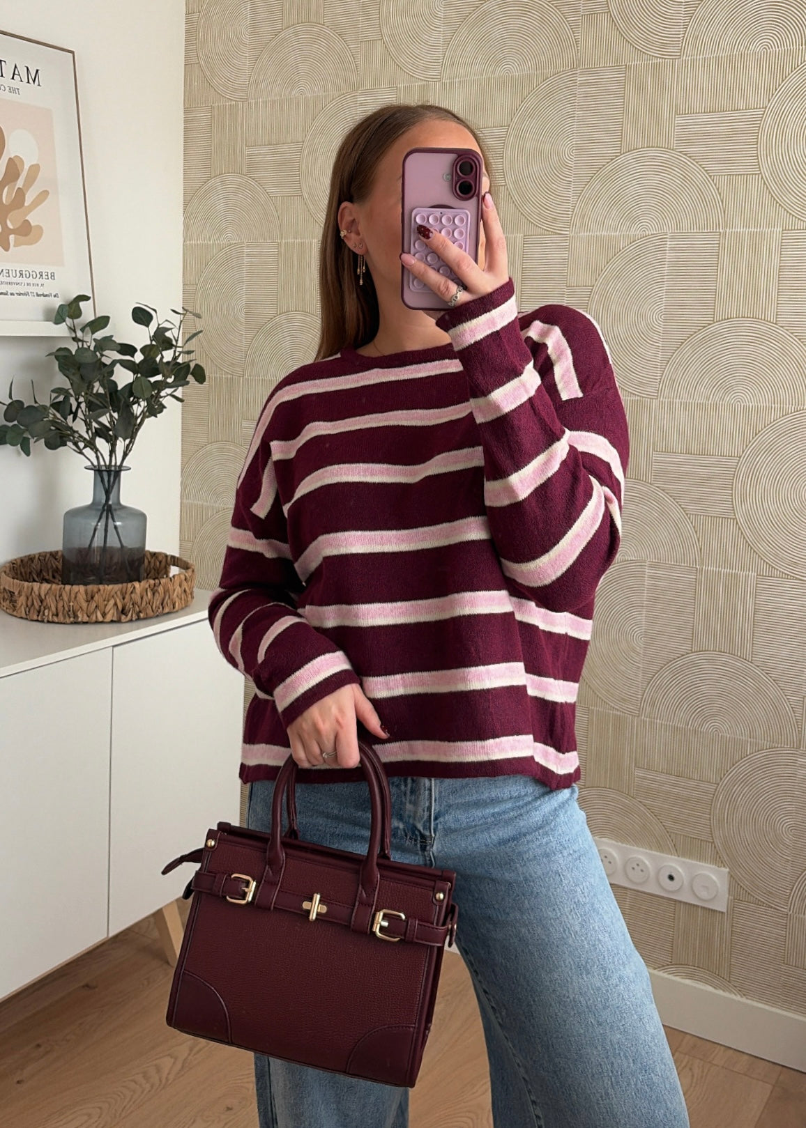 Pull rayé bordeaux - INÈS