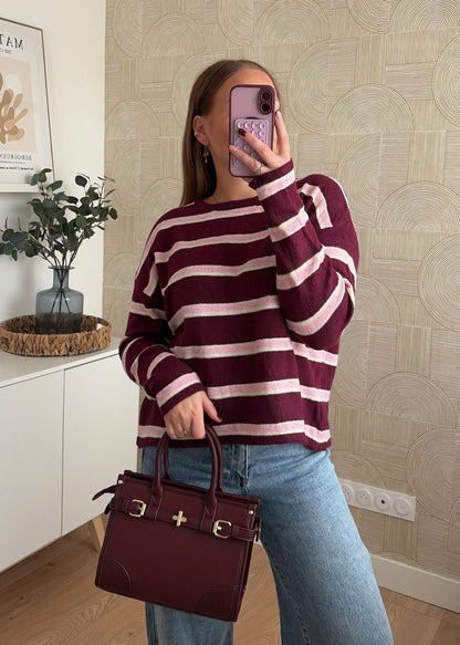 Pull rayé bordeaux - INÈS