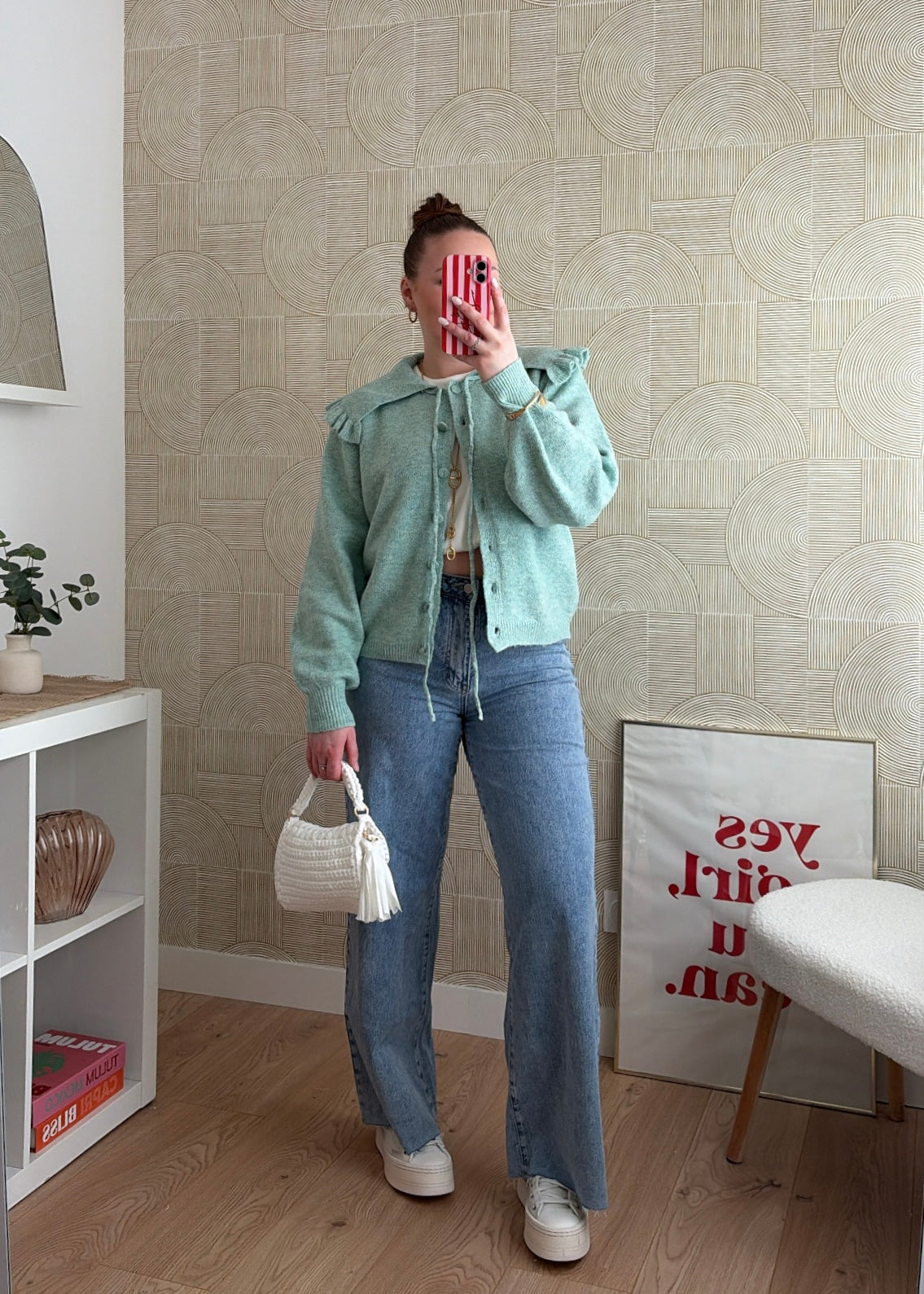 Gilet maille vert d'eau - CLAUDIA