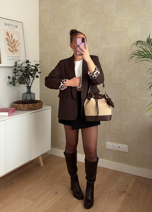 Blazer choco à revers - LEO