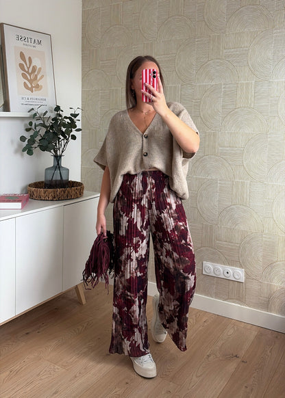 Pantalon plissé bordeaux - LEELOO