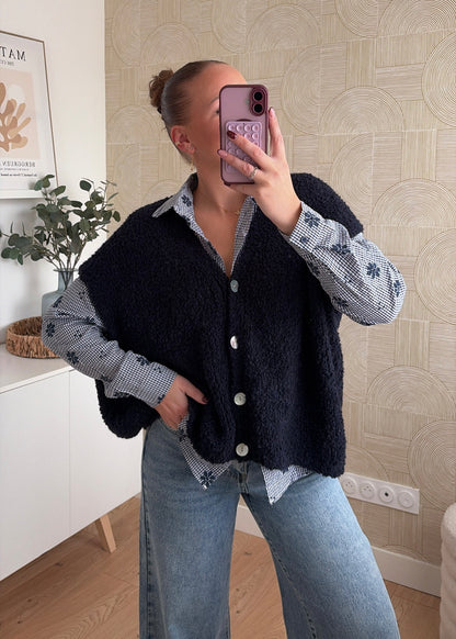 Gilet bouclette bordeaux - JOY