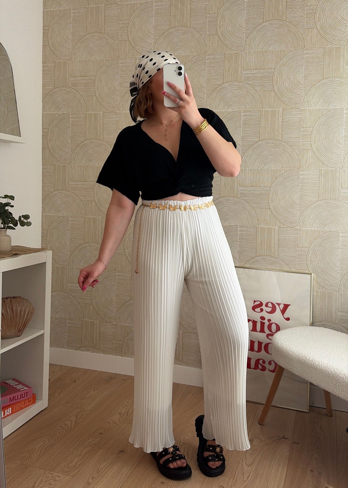 Pantalon plissé blanc - LYNE