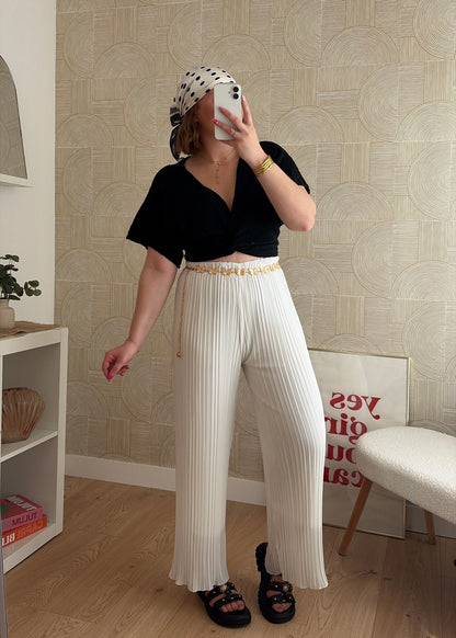 Pantalon plissé blanc - LYNE