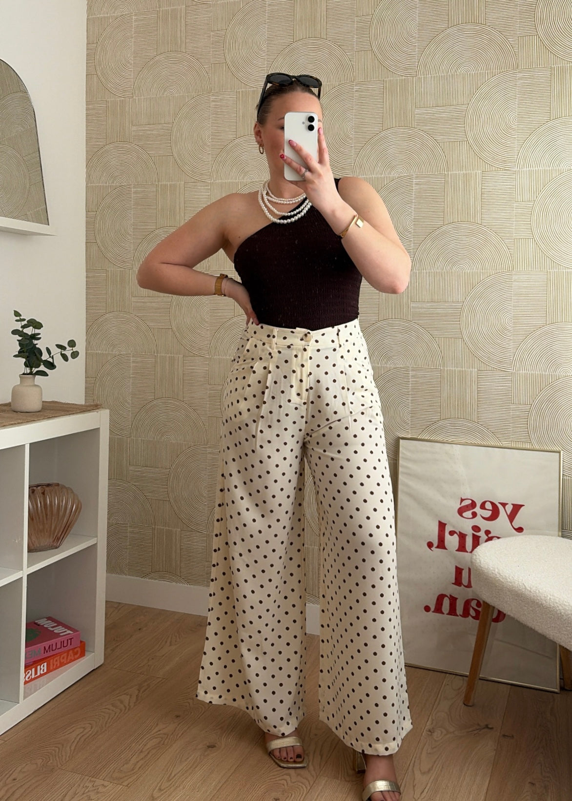 Pantalon beige/choco - POIS