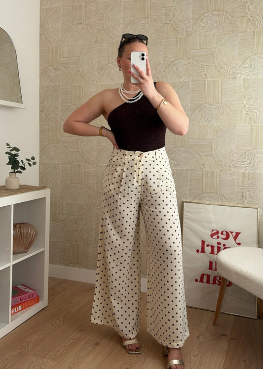 Pantalon beige/choco - POIS