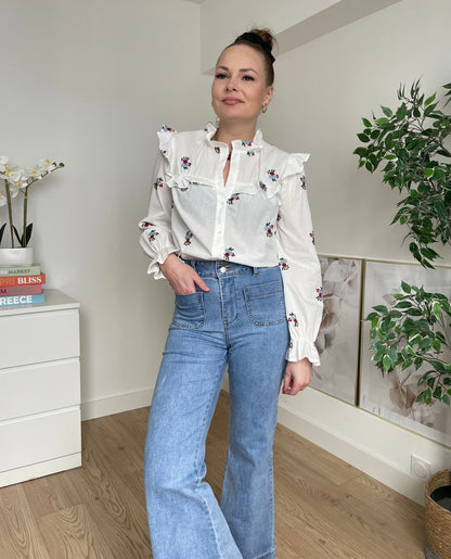 Chemise blanche à fleurs NÉVA