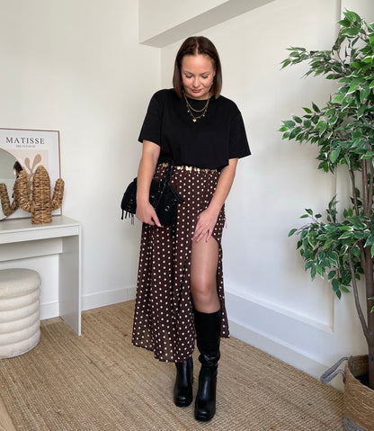 Jupe longue marron - NOISETTE