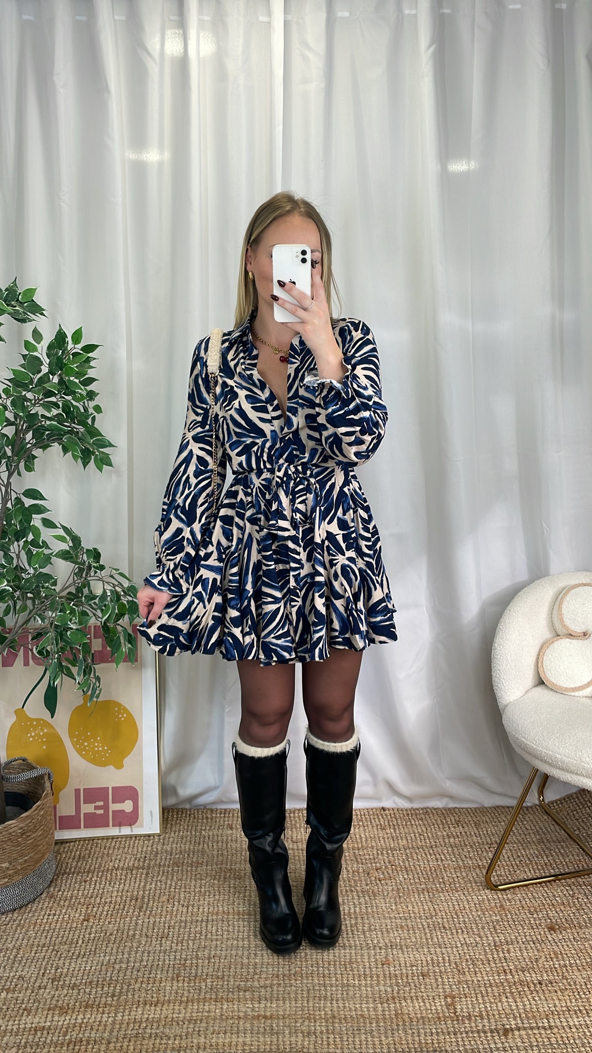 Robe à motifs bleu BLEUEEN