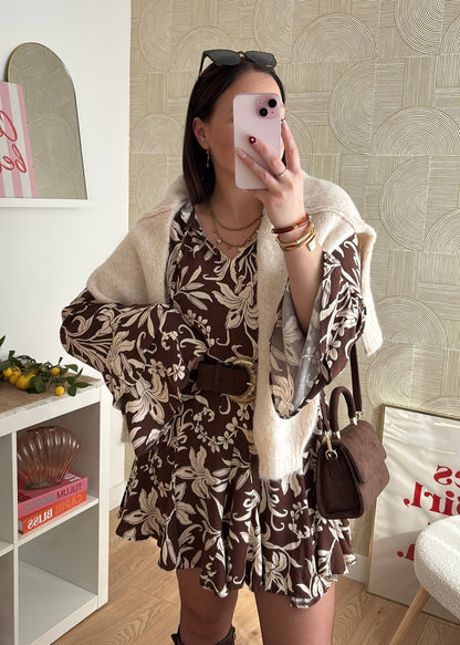 Robe patineuse marron - NADYAH