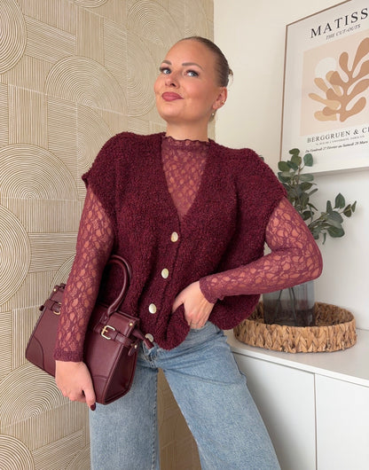 Gilet bouclette bordeaux - JOY
