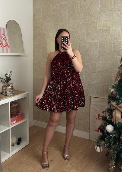 Robe à sequins bordeaux "L'INCROYABLE"