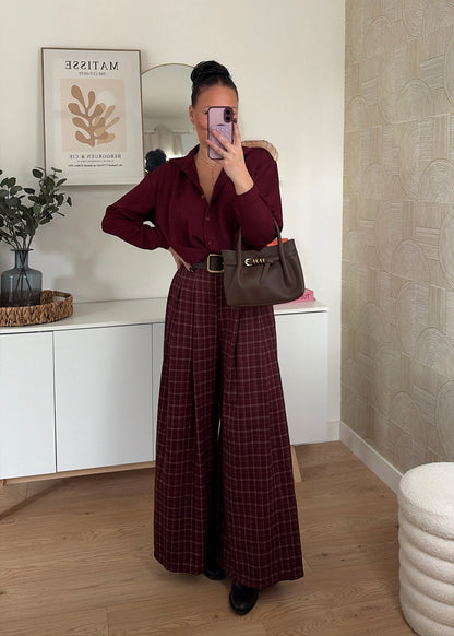 Pantalon carreaux bordeaux - PALOMA
