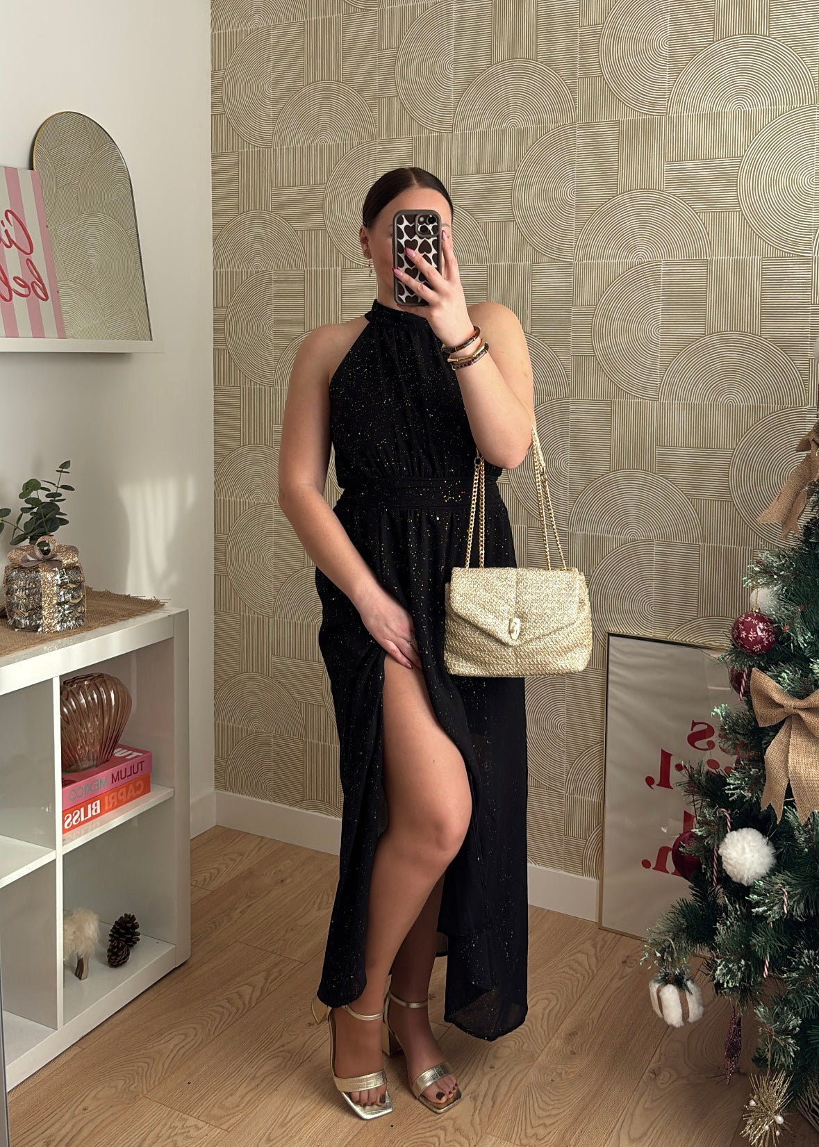 Robe longue noire "L'ÉTINCELANTE"