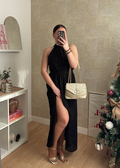 Robe longue noire "L'ÉTINCELANTE"