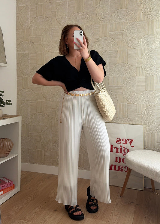 Pantalon plissé blanc - LYNE