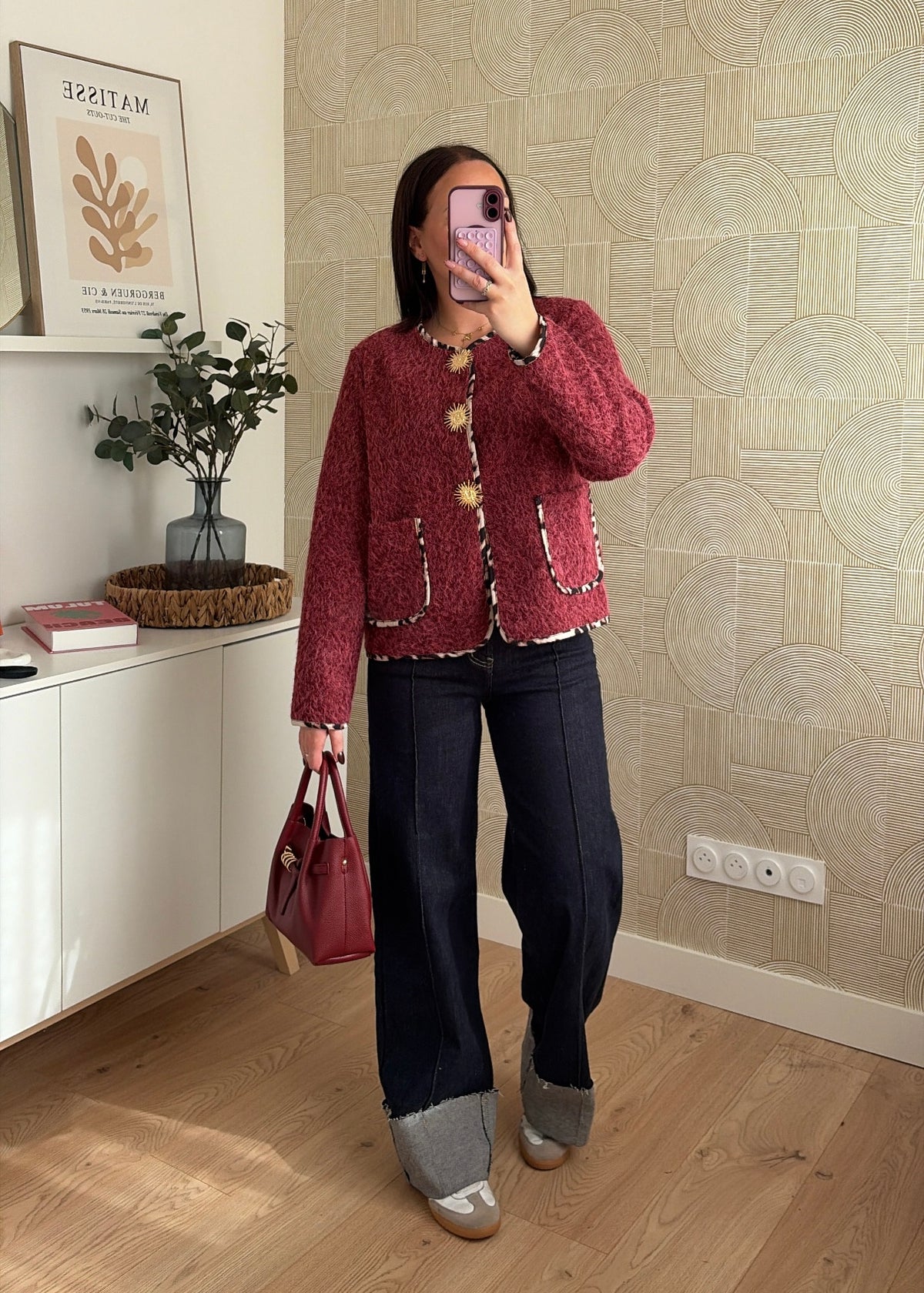 Veste détails soleil bordeaux - HELENA