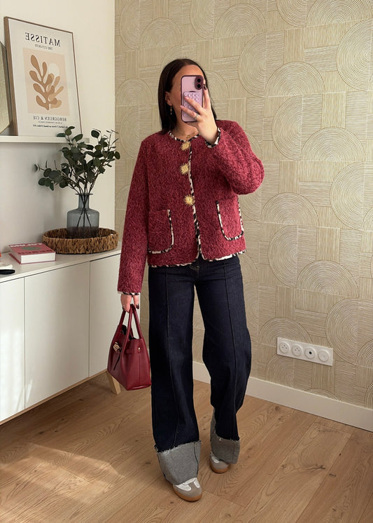Veste détails soleil bordeaux - HELENA