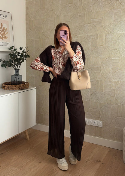 Pantalon plissé choco - MYLEE