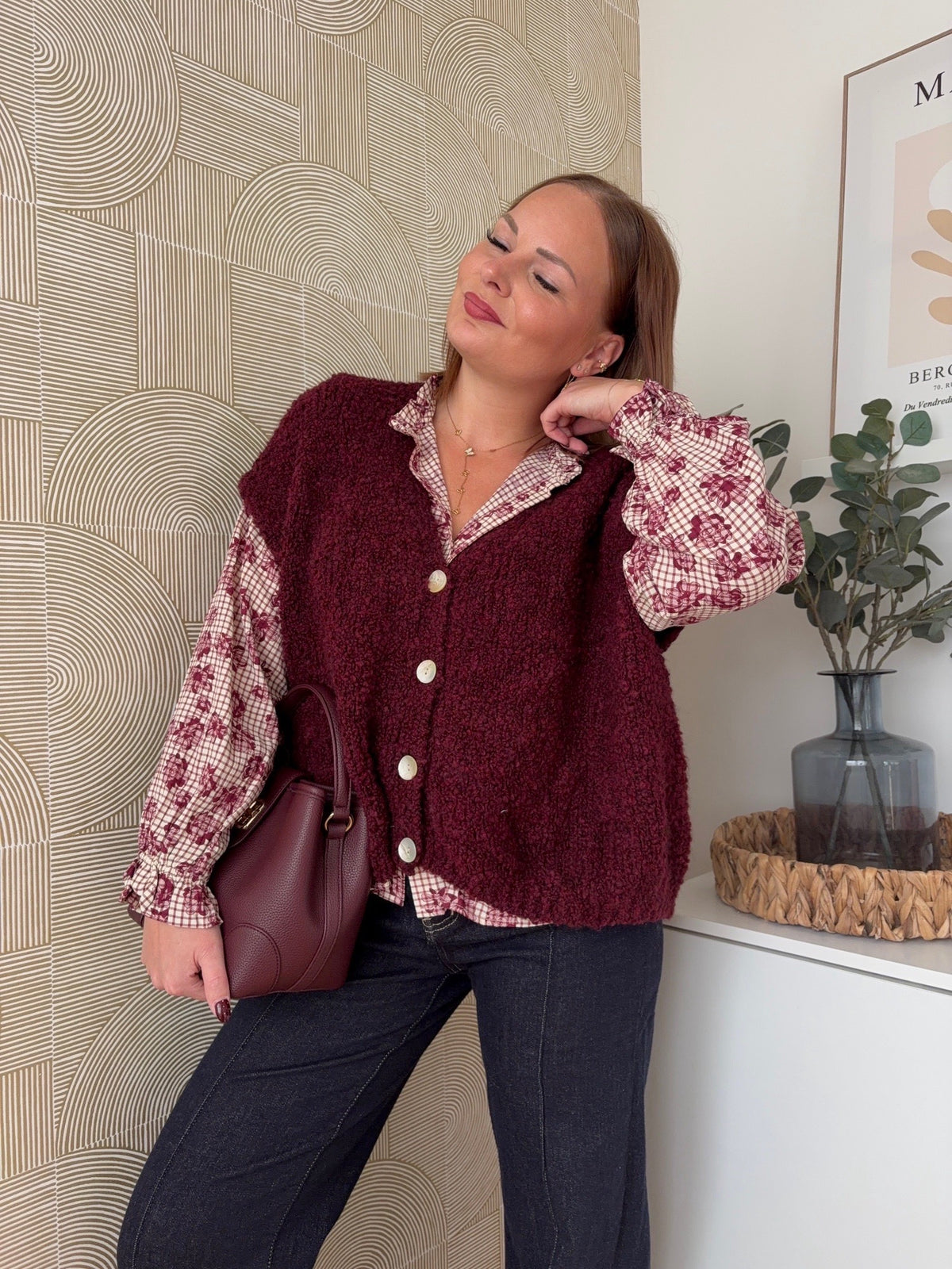 Chemisier floral - BURGUNDY