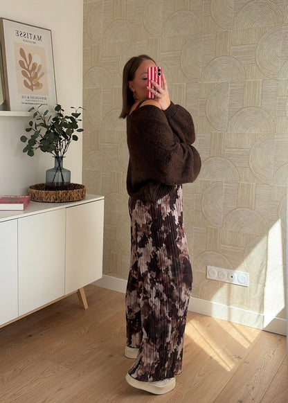 Pantalon plissé choco - LEELOO