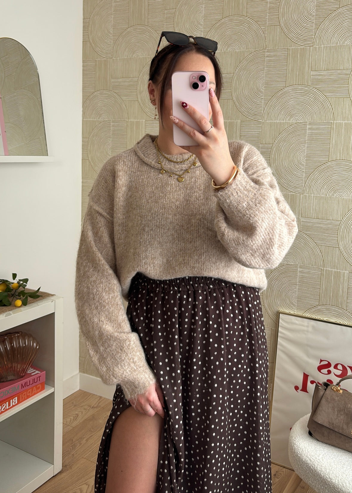 Pull à surpiqûres - TAUPE