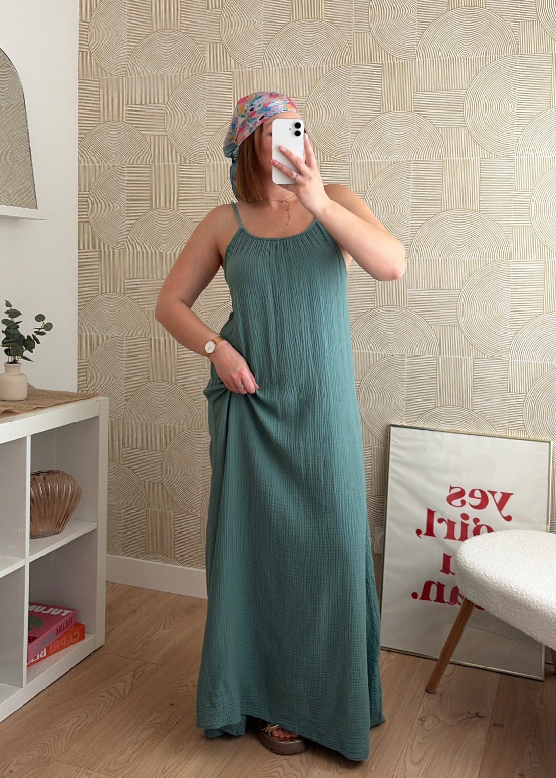 Robe longue céladon - NAOMIE