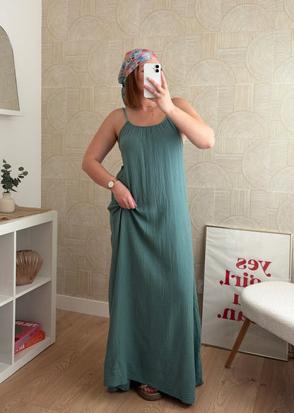Robe longue céladon - NAOMIE