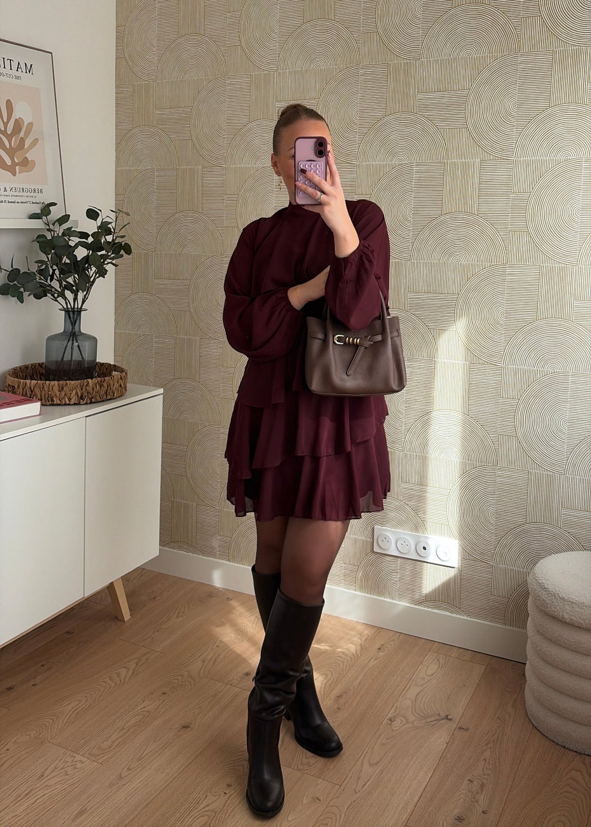 Robe volants bordeaux - CHIARA