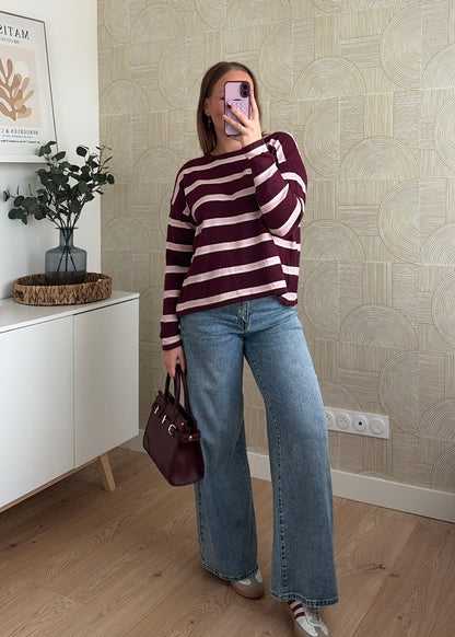 Pull rayé bordeaux - INÈS
