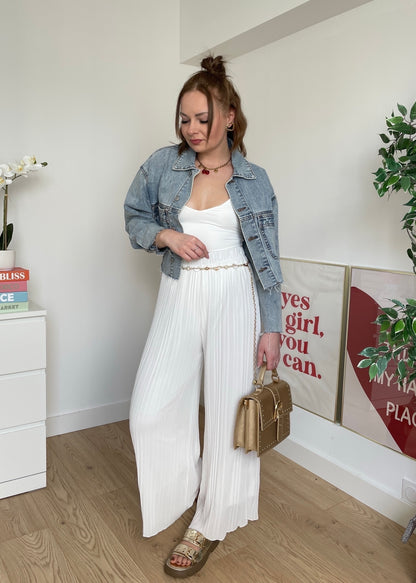 Pantalon plissé blanc LYNE