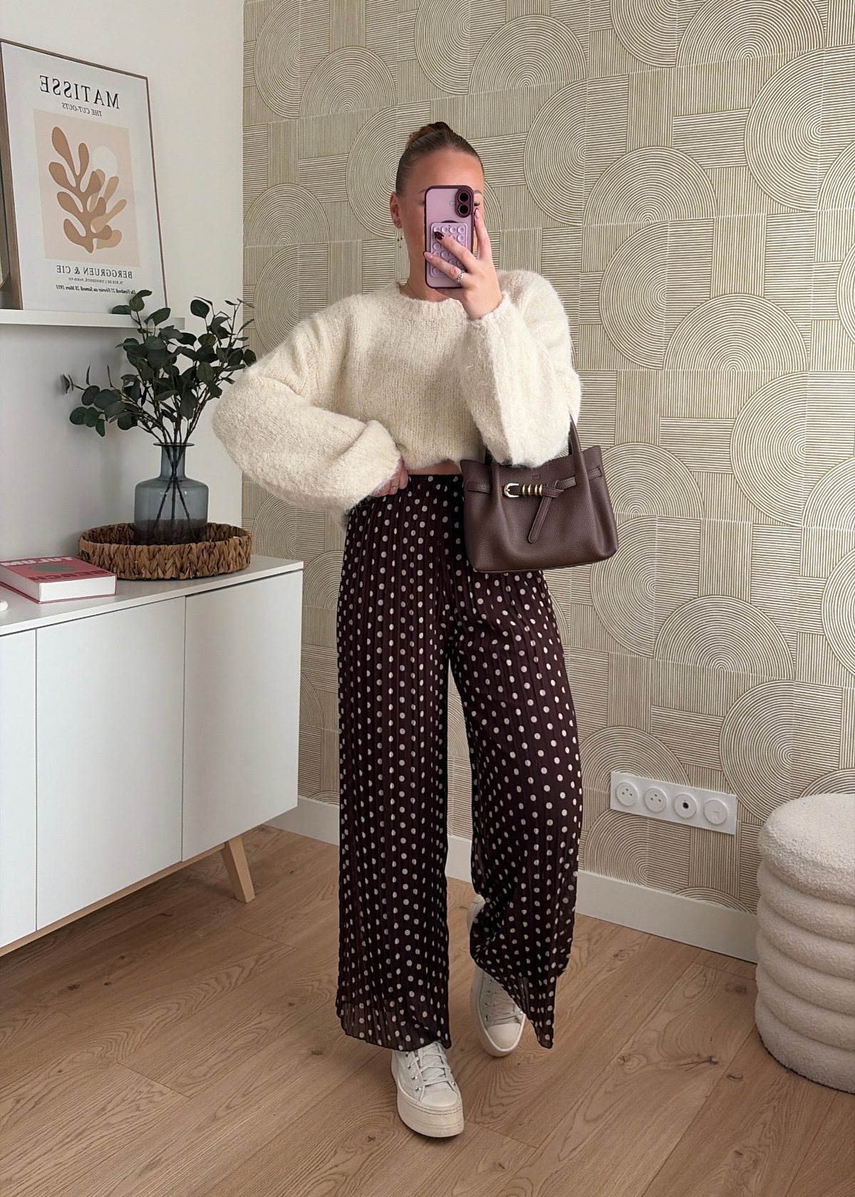 Pantalon plissé choco - POIS