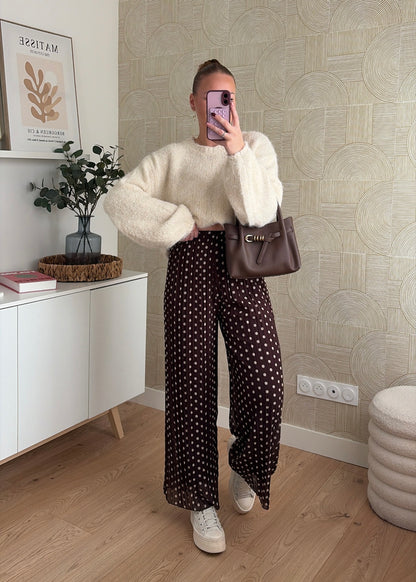 Pantalon plissé choco - POIS