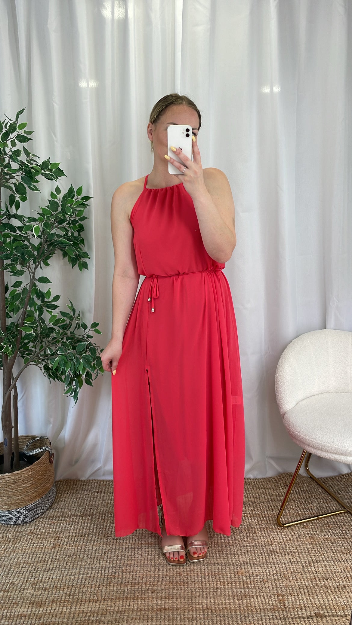 Robe longue corail KIARA