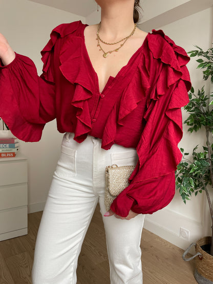 Blouse unie bordeaux SAVANA